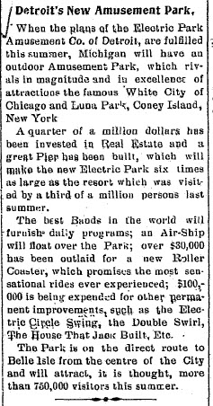 Electric Park - 17 May 1906 Article Saline Observer (newer photo)